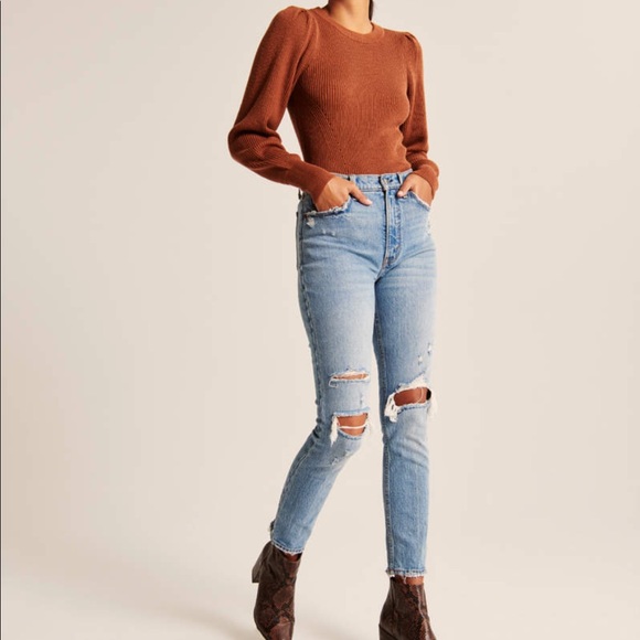 Puffed Sleeve Ribbed Sweater - Picture 2 of 4